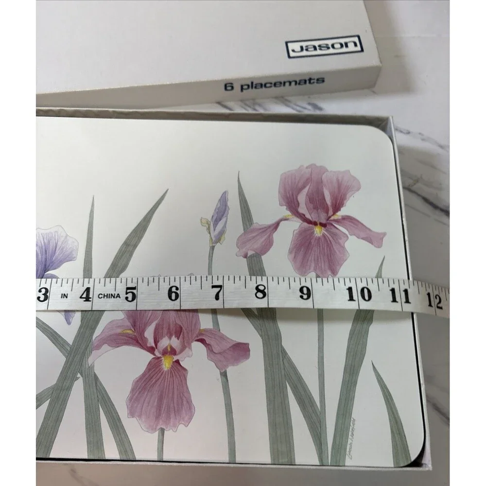 Set of 6 Jason PLACEMATS in Box New Zealand Flowers Iris time Design Vintage